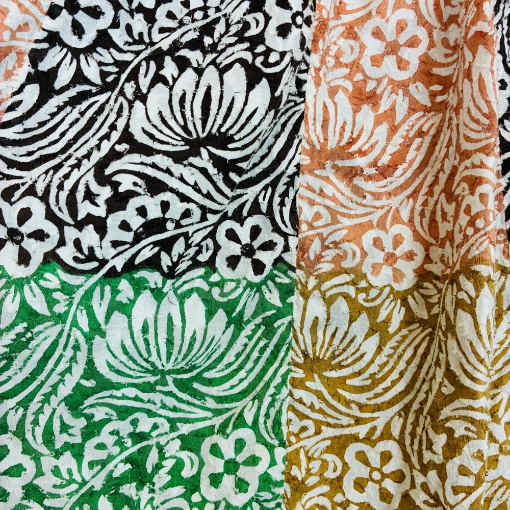 Roller Rabbit mixed print orange green brown &white boho patterned cotton top. L - Picture 3 of 6